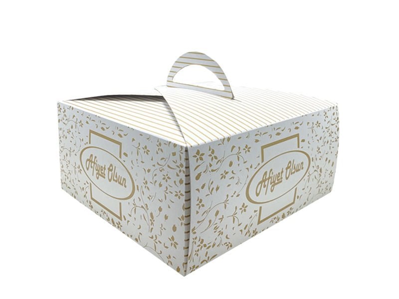 Saplı Turta Kutusu Premium (No:2) 25x25x13 cm - 50'li