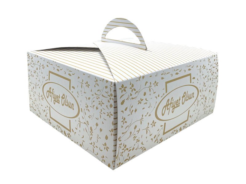 Saplı Turta Kutusu Premium (No:3) 28x28x13 cm - 50'li