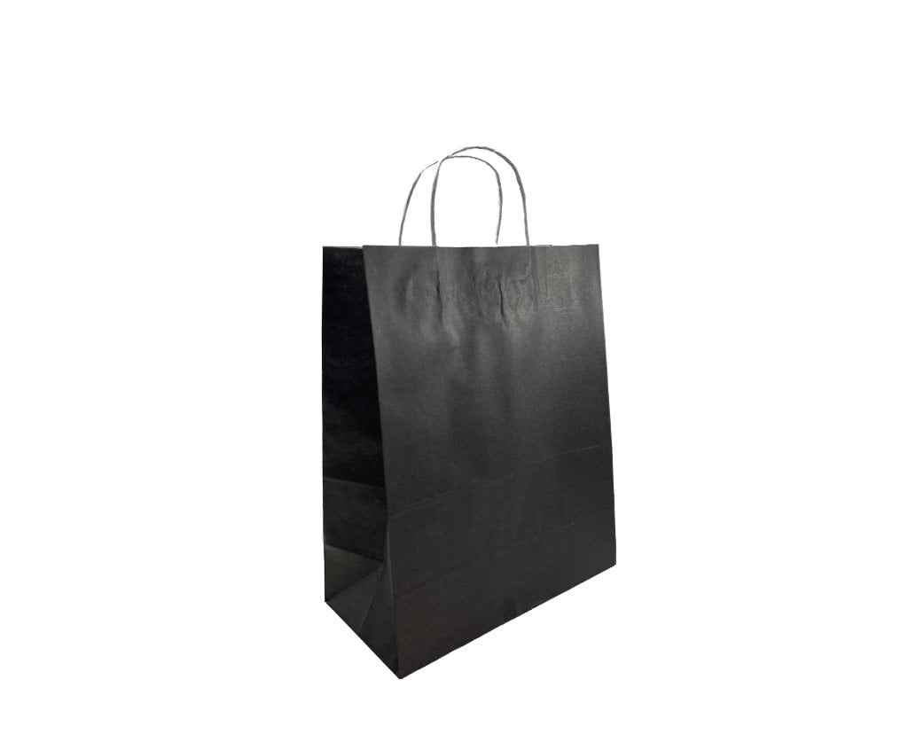 Burgu Saplı Siyah Kağıt Çanta 25x12x31 cm 25 Adet