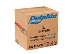 Dolphin Pudrasız Mavi Nitril Eldiven - Büyük (L) - 2000'li