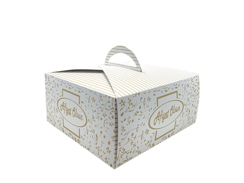 Saplı Turta Kutusu Premium (No:1) 22x22x13 cm - 50'li