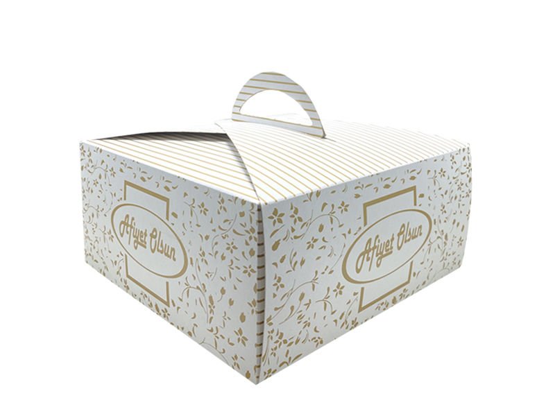 Saplı Turta Kutusu Premium (No:2) 25x25x13 cm - 50'li