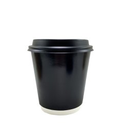 8oz Double Wall Siyah Karton Bardak - 500'lü