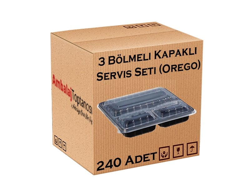 3 Bölmeli Kapaklı Servis Seti (Orego) - 240'lı