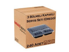3 Bölmeli Kapaklı Servis Seti (Orego) - 240'lı
