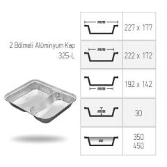 2 Bölmeli Alüminyum Kap - 100'lü