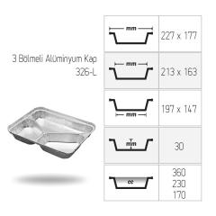 3 Bölmeli Alüminyum Kap -100'lü