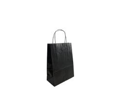 Burgu Saplı Siyah Kağıt Çanta 19x8x24 cm 25 Adet
