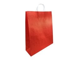 Burgu Saplı Kırmızı Kağıt Çanta 32x12x40 cm 25 Adet