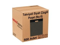 Takviyeli Siyah Çizgili Poşet 60x70 (No:6) - 500'lü