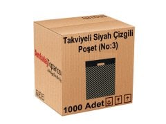 Takviyeli Siyah Çizgili Poşet 33x45 (No:3) - 1000'li