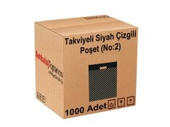 Takviyeli Siyah Çizgili Poşet 26x38 cm (No:2) - 1000'li